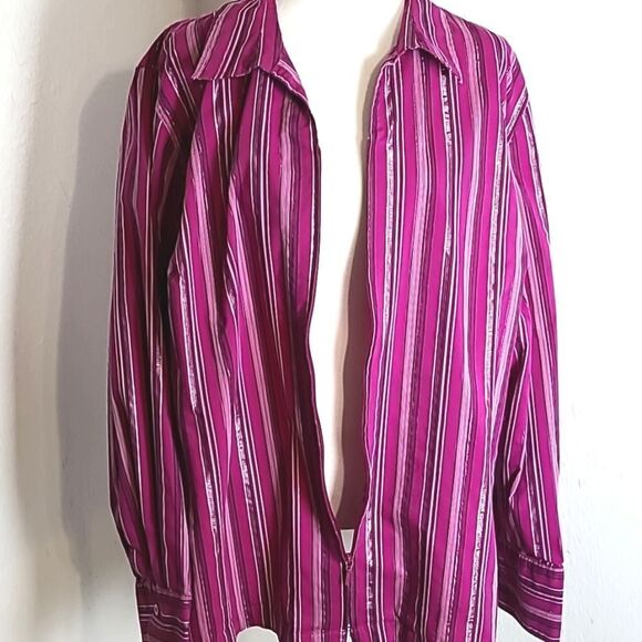 Liz & Me Pinkish Purple Shirt/Jacket with Metallic Stripes Front Zipper, Size 2X - Picture 3 of 9